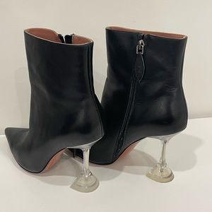 NOT AUTH Amina style Muaddi Giorgio black zip leather clear heel boots 40.5